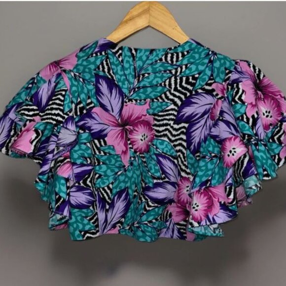 Vtg Isadora New York - 2 Piece Dress & Jacket Set - Tropical Floral Zebra - Sz 5 - Picture 14 of 14